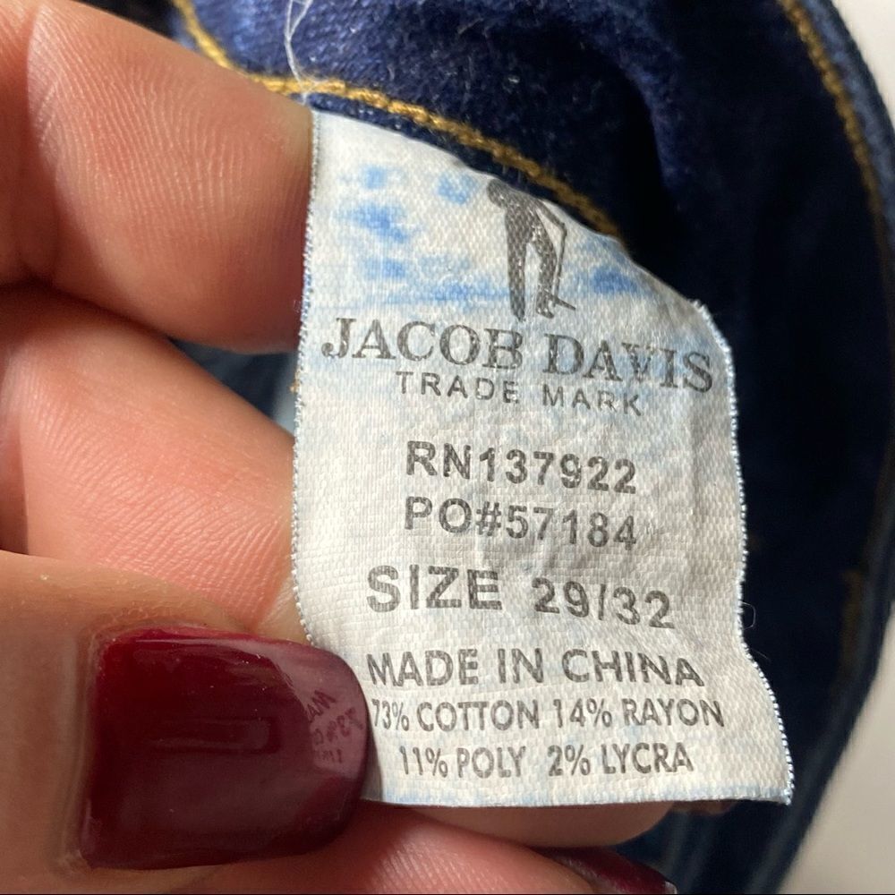 Jacob Davis | Factory Distressed Denim Mid Rose Straight Leg Jeans - Picture 4 of 7
